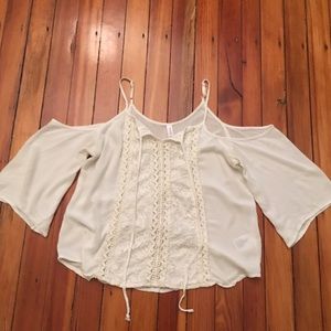 Ivory Lace Off Shoulder Crop Top